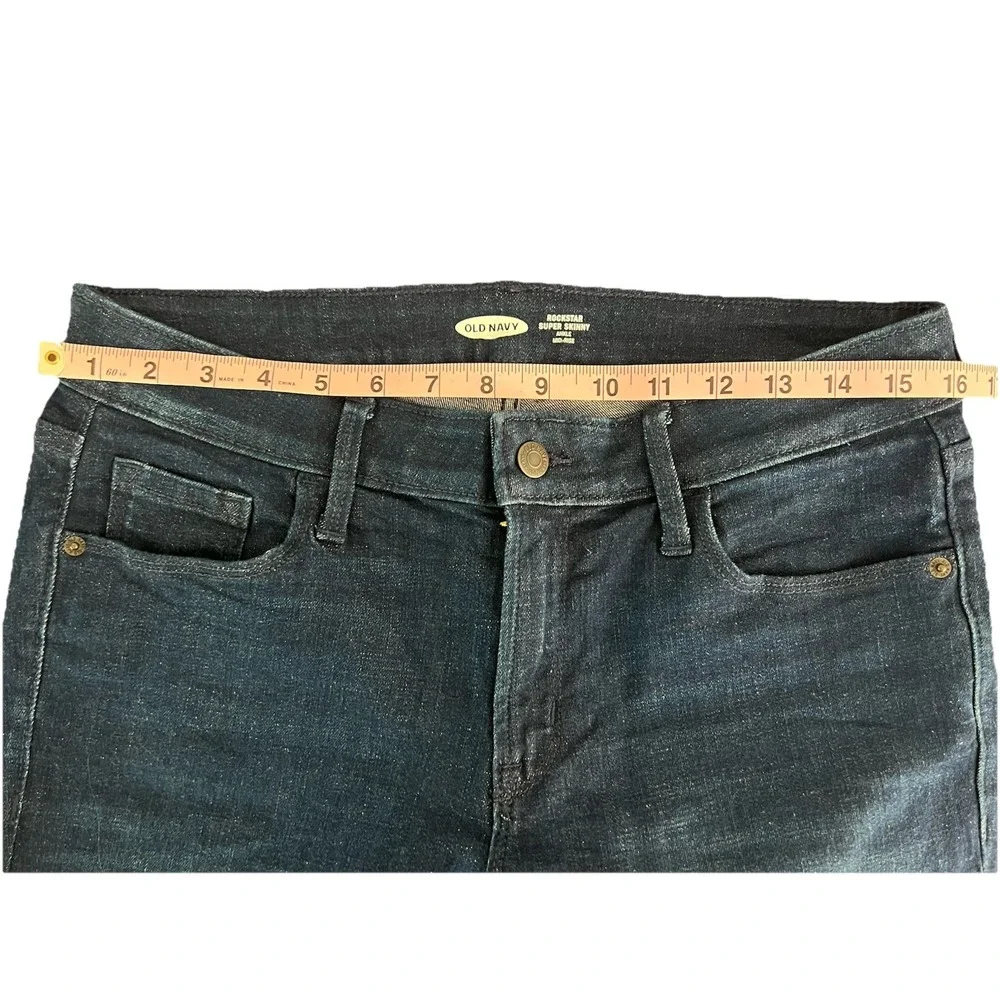 Old Navy Rockstar Super Skinny Ankle Jeans Womens 12 Mid Rise Dark Wash‎ Blue